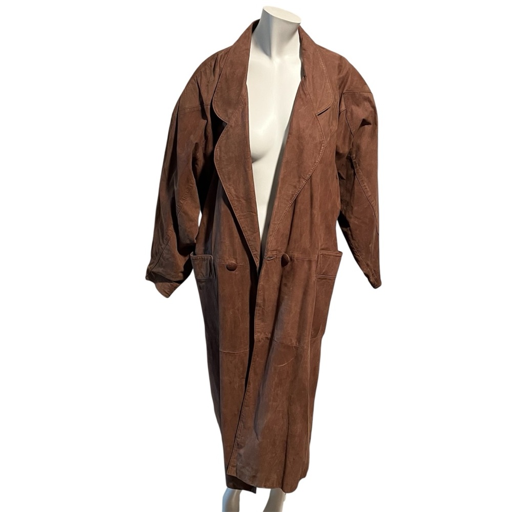 🤎 Vintage oversized brown leather duster coat